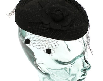 Black Vintage Style Wool Hat