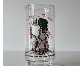 Coke Cola Holly Hobbie Christmas Drinking Glass American Greetings 1970's