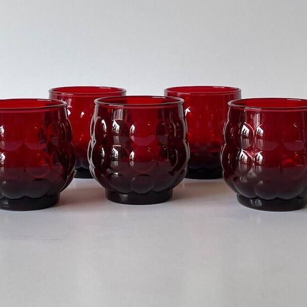 Anchor Hocking Bubble Glass Ruby Red Glasses Set of 5