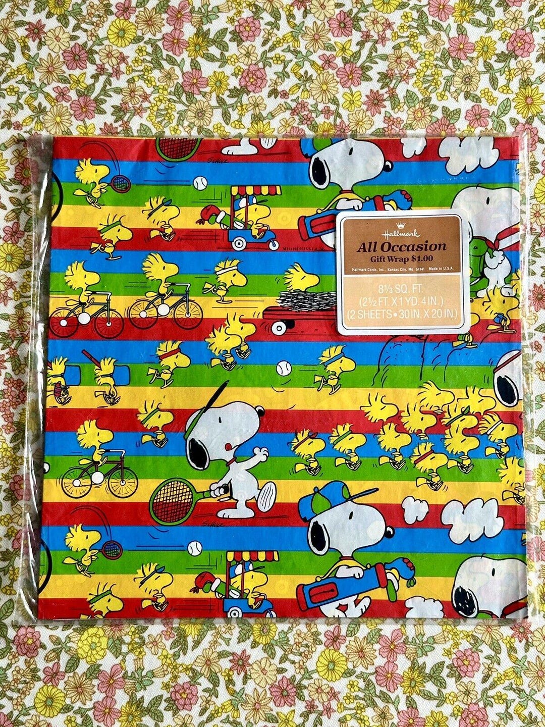 Vintage Hallmark Snoopy Woodstock Rainbow Gift Wrap NOS - Etsy
