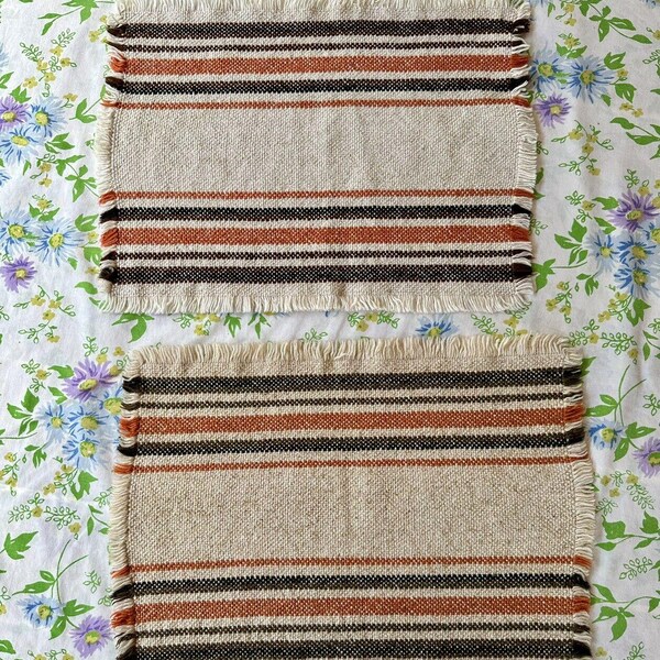 Vintage MCM Danish Modern Wool Woven Napkins Set Of 2