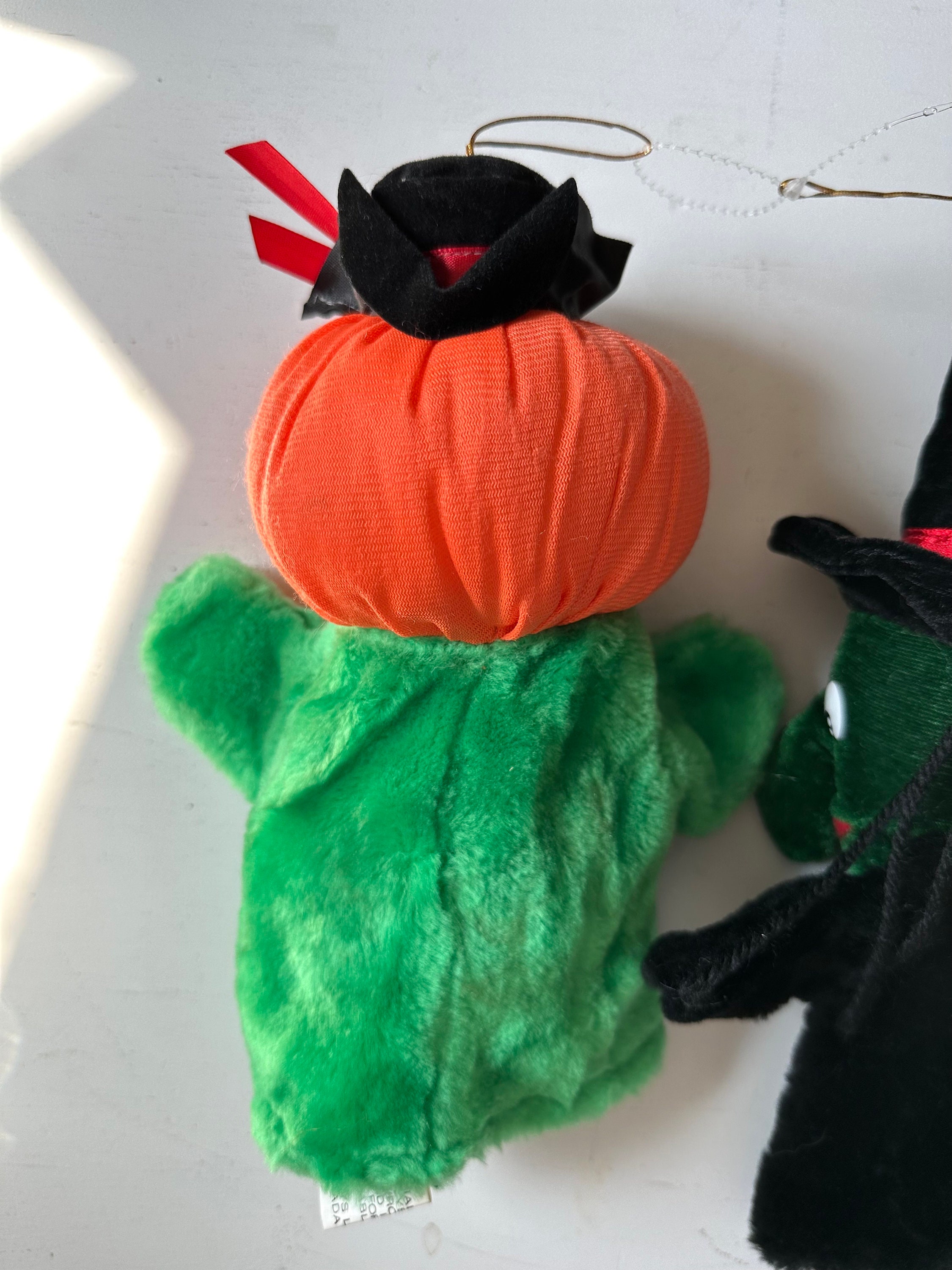 Vintage Halloween Plush Hand Puppets Witch and Pumpkin Set of 2 - Etsy