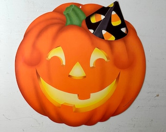 Vintage Hallmark Halloween Pumpkin Die Cut Decoration 1986