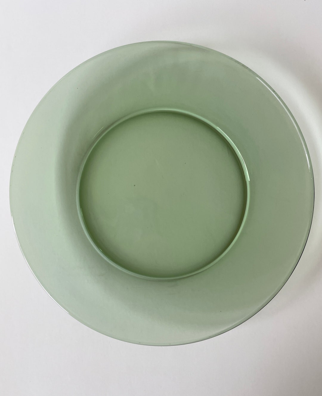 Vintage Clear Green Glass Plates Set of 2 Dinner Plates 10 Etsy