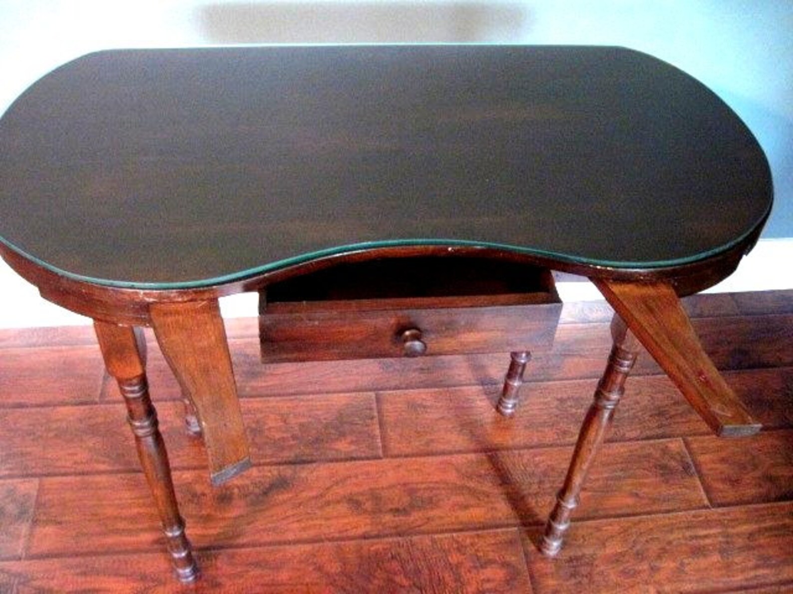 Vintage Wood Kidney Shaped Vanity Table Dressing Table Etsy