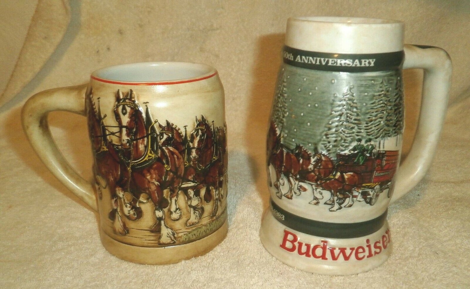 1980 Anheuser Busch Budweiser Holiday Stein CS19 and 1982 Etsy