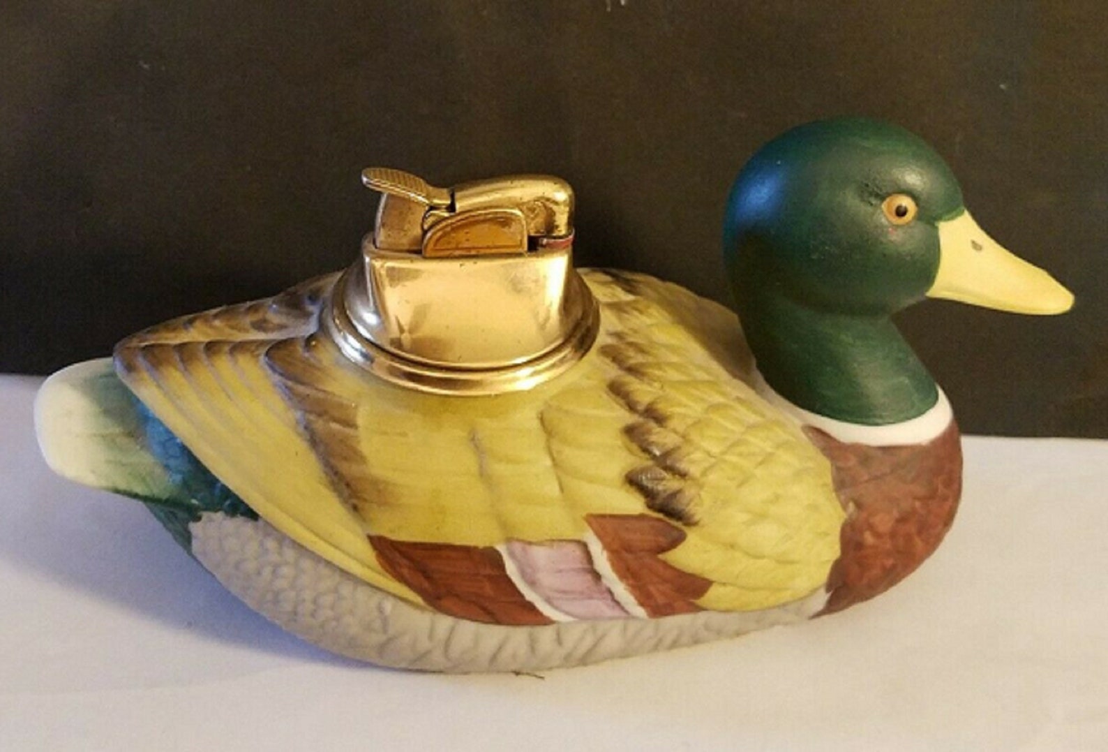 Vintage Evans Mallard Duck Decoy Table Lighter Set Etsy
