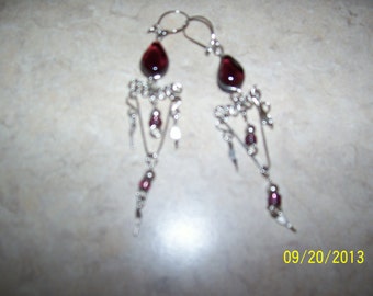 Silver/brown drop earrings