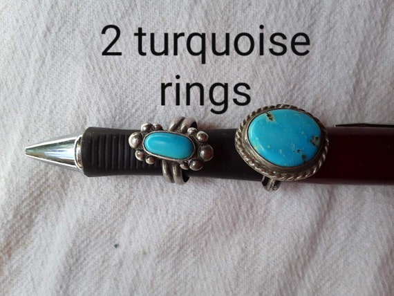 2 turquoise rings, set, size 5 or 6 - image 1