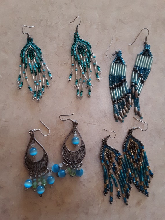 beaded earrings, 4 pair