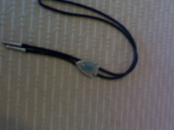 Bolo Tie, Silver with turquiose-like stone - image 3