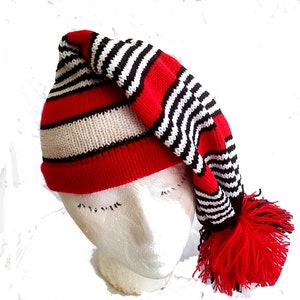 Igbo Nigerian Traditional War Dance Wool Hat Cap. Ohafia Men's Knitted Stripped Hat. Holiday Wool Hat XL Red