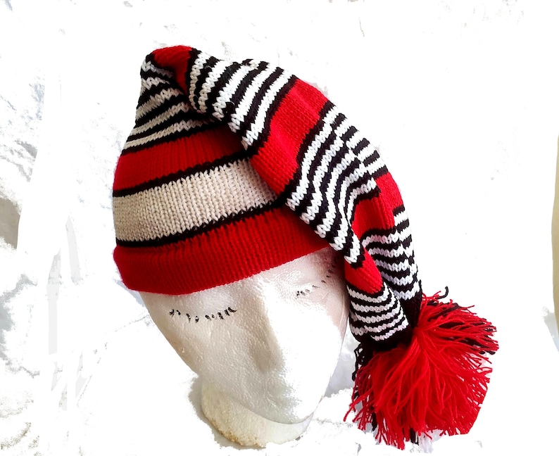 Igbo Nigerian Traditional War Dance Wool Hat Cap. Ohafia Men's Knitted Stripped Hat. Holiday Wool Hat XL Red