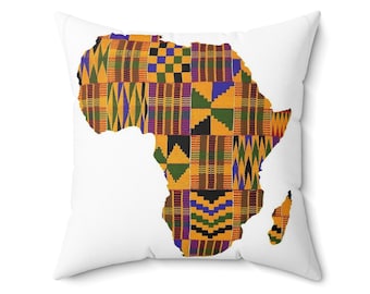 Afrikaanse kaart Kente print gesponnen polyester vierkant kussen