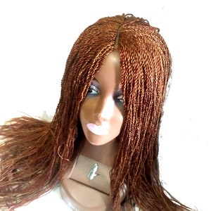 Hand Braided Mixed Color Micro Twist Front Lace Wig -24" inch