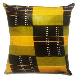 Brown And Black Kente African fabric Ankara print cushion Decor cover Throw pillow cover- 16" X 16"