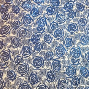 1 Pcs Royal Blue & Silver Embroidered African Fabric Headtie Head Gear Sego Gele Head Tie 2.5 Yards