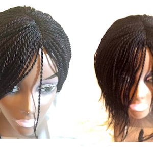 Hand Braided Black & Dark Purple Twist Lace Front Wig - 14" inch