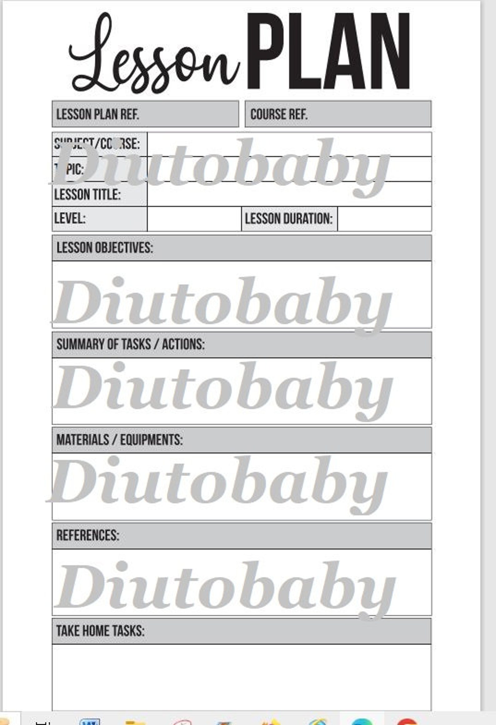 Printable PDF Lesson Plan Sheet . Tracker Log - Etsy