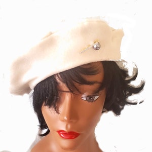 Large Unisex French Polar Fleece Beret Hat Plain Solid Natural Color
