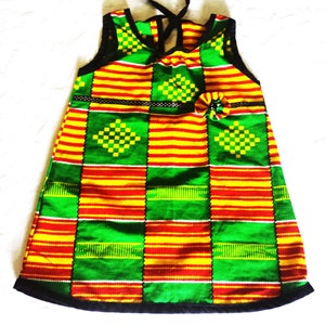 African prints Ankara Girls Green Kente Dress Headband. ( 3T)