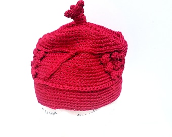 Traditional Royal Kings Hat Cap. Oba Of Benin Igbo Eze Crochet Red Cap Hat.