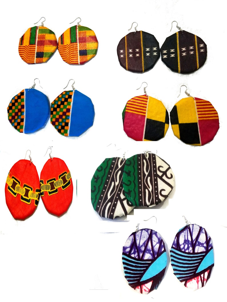 African Fabric Ankara Kente Prints Dangle Hook Drop Earrings Etsy