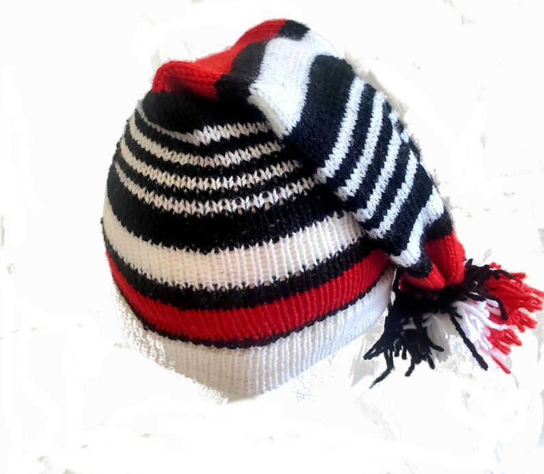 Igbo Nigerian Traditional War Dance Wool Hat Cap. Ohafia Men's Knitted Stripped Hat. Holiday Wool Hat Size Medium Red