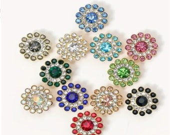 50, 200Pcs Rhinestones Flower Charm, DIY Flatback Jewelry metal Decorations. Multicolor