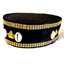 Traditional Cowrie kufi Velvet Hat cap. Wedding chief Ozo Velvet Hat Cap