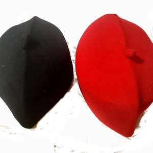 Igbo Nigerian Traditional wedding Red & Black Ichie Ozo Wool Hat Cap- HARD Material