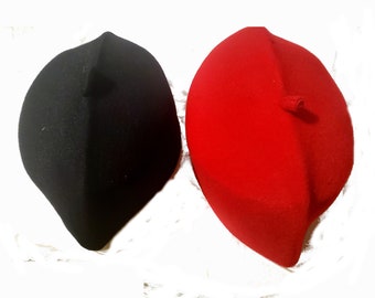 Igbo Nigerian Traditional wedding Red & Black Ichie Ozo Wool Hat Cap- HARD Material
