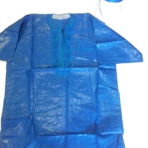Camisa Dashiki azul real con brocado de lavabo bordado africano para hombre con sombrero-XL