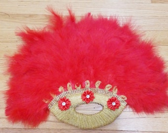 Red Clutch Traditional Igbo Nigerian Wedding Bridal Feather Fan