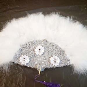 White Traditional Igbo Nigerian Wedding Bridal Feather Fan