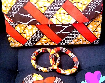Afrikaanse print Ankara armband Bangle en Earrint set