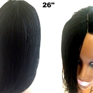 Hand Braided Black Micro Twist Lace Front Wig - 26" inch