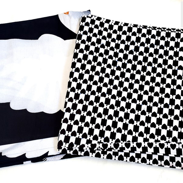 Black And White  African Ankara Cotton Wax Prints. Mix & match Print Set.  2 yards, 4 yards