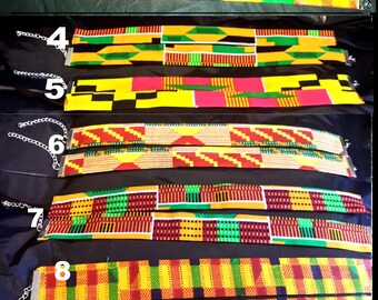Tela africana Ankara Kente Gargantilla pieza de cuello con cuerda o cadena- Elija