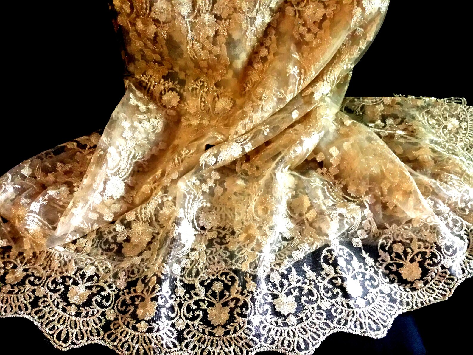 Gold African Attire Embroidered Organza Mesh Lace WT Stones. - Etsy