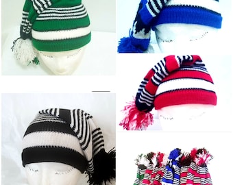 Igbo Nigerian Traditional War Dance Wool Hat Cap. Ohafia Men's Knitted Stripped Hat. Holiday Wool Hat