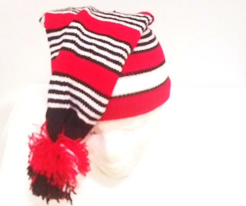 Igbo Nigerian Traditional War Dance Wool Hat Cap. Ohafia Men's Knitted Stripped Hat. Holiday Wool Hat Red