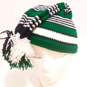 Igbo Nigerian Traditional War Dance Wool Hat Cap. Ohafia Men's Knitted Stripped Hat. Holiday Wool Hat Green