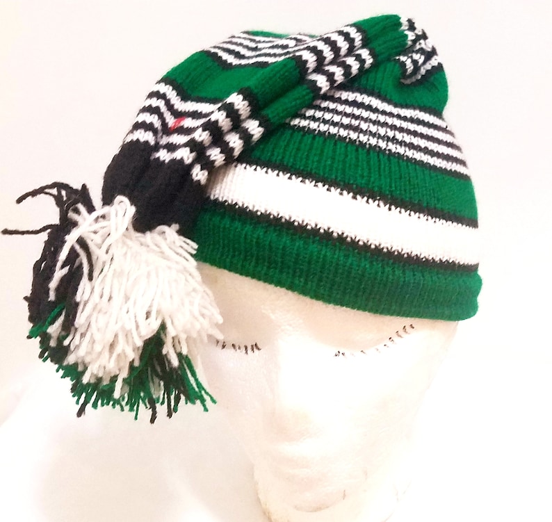 Igbo Nigerian Traditional War Dance Wool Hat Cap. Ohafia Men's Knitted Stripped Hat. Holiday Wool Hat グリーン