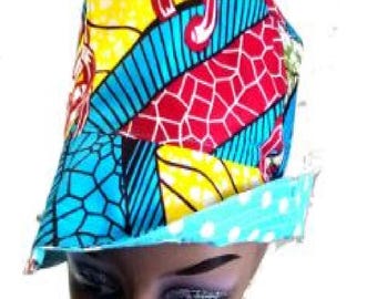 African Fabric Ankara Kente Reversible Medium  & Large Size Bucket Umbrella Sun Hat. More Colors to Choose.