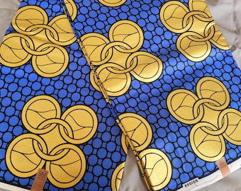100% Cotton Blue And Metalic African Fabric Ankara Vibrant Print- By 2 years.