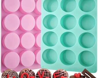 12-Cavity Chocolate Cookie Silicon Mold - DIY Candy, Mini Cakes, Soap Diy- 2Pcs