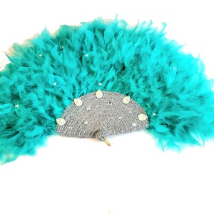Mint Turquoise Blue Traditional Igbo Nigerian Wedding Bridal Feather Fan