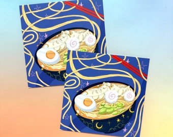 Ramen noodles illustration square postcard