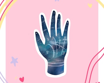 Palmistry, palm Illustration, holographic sticker